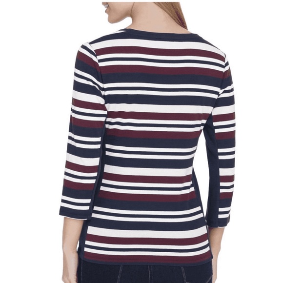 Tommy Hilfiger Womens Mixed Media Striped Knit top - Picture 2 of 4